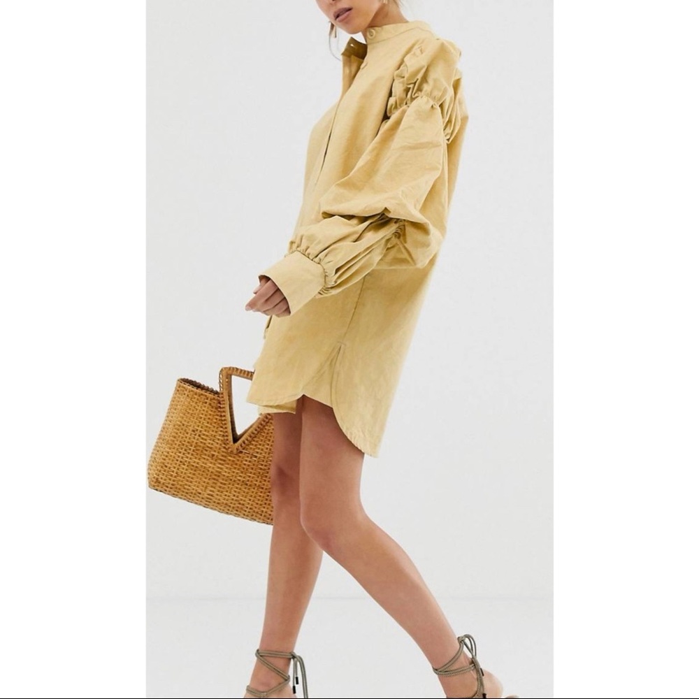 Ghospell oversized mini dress with puff sleeves